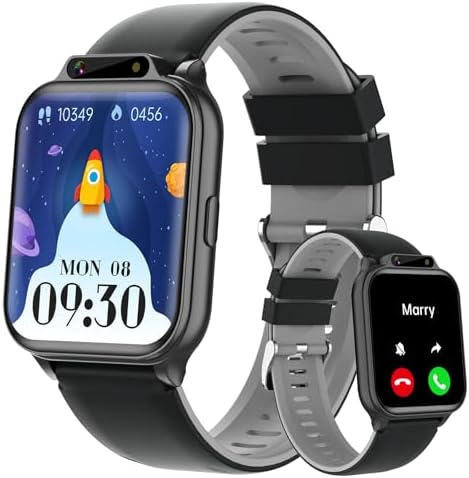 Smart Watch for Kids, 1.85" Fitness Tracker with Heart Rate, Sleep Monitor, IP68 Waterproof Smartwatches with Video Camera Music Player, Pedometer, Game, SOS Button, NO APP/Phone, Gift for Boys Girls.