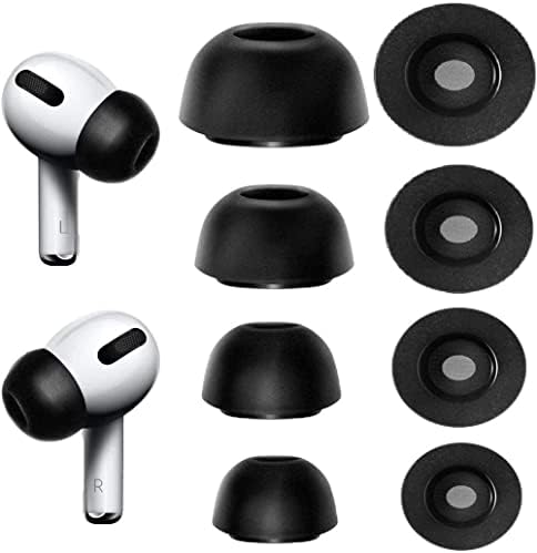 JNSA Premium Memory Foam Tips Compatible with AirPods Pro 2nd gen. and 1st gen, No Silicone Eartips Pain. Anti-Slip Eartips, Fit in The Charging Case, 4 Pairs (XS/S/M/L, Foam Black)