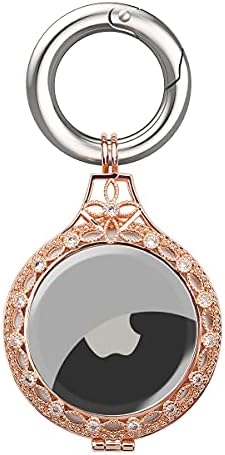 Elegant Metal Airtag Keychain for Women Girl, Cute Air Tag Case Holder for Young Lady, Gift for Sisters Girlfriend Mom (Rose Gold)