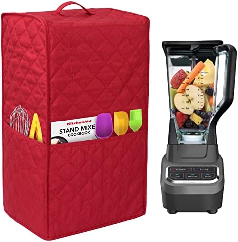 Kitchen Blender Dust Cover,Blender Covers Compatible with Ninja Foodi Blender,Blender Covers For kitchen Appliance Covers,Blender Cover with Accessory Pocket. (Red)
