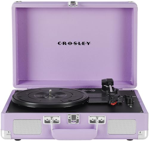 Crosley CR8005F-LN Cruiser Plus Vintage 3-Speed Bluetooth in/Out Suitcase Vinyl Record Player Turntable, Lavender