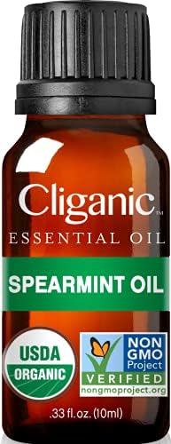 Cliganic USDA Organic Spearmint Essential Oil, 100% Pure Natural Undiluted, for Aromatherapy (10ml) | Non-GMO Verified