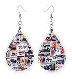 Patriotic Red White Blue Trump Earrings