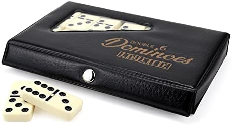 Premium Double 6 Dominoes Set, Classic Domino Game with Leather Case, Jumbo Tiles for Adults & Kids, Mexican Train & Family Game Night