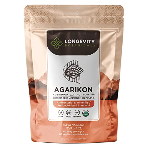 Longevity Botanicals - Wildcrafted Agarikon Mushroom Powder - Ultra Concentrated Agarikon Mushroom Supplement - Promotes a Balanced Immune System - 100% Fruiting Body - 100 Grams -