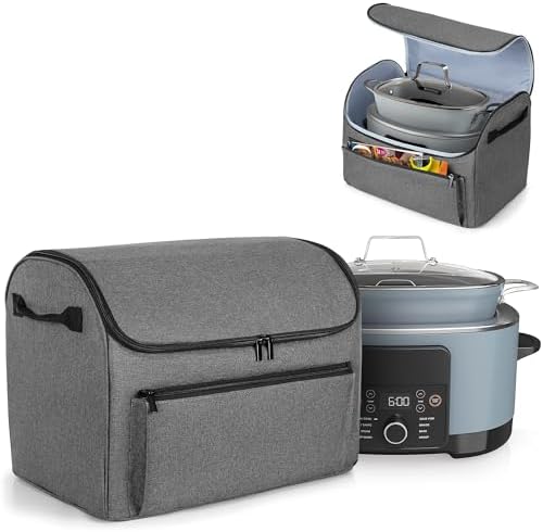 LUXJA Enclosed Cover Compatible with Ninja Foodi Possible Cooker Pro, Dust Cover with Front Pocket Fits Ninja Slow Cooker, Gray