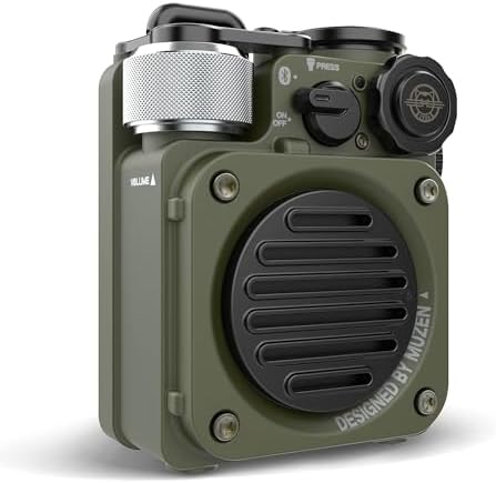 Muzen Portable Mini Bluetooth Speaker - Rugged Travel Outdoor, Wireless Waterproof IPX5 with Flashlight, Crystal Clear Stereo Sound, Metal Wild Cool Look, for Adventure, Camping, Hiking