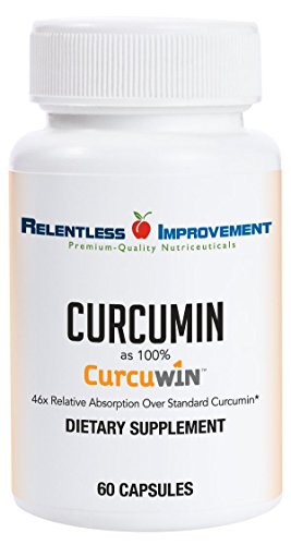 Relentless Improvement CurcuWin Curcumin 60 Count Inflammation Support Relative Absorption 46x Over Standard Curcumin No Black Pepper
