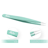 Tweezers Set Eyebrow Tweezers Slanted Pointed Flat Tweezers With Mirror 3 Pairs Leather Case Metal Clasp by Mofisi Ltd.