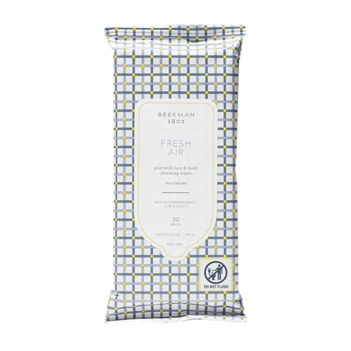 Beekman 1802 Face & Body Wipes - 30 Count - Cleanses Dirt & Makeup - With Goat Milk, Aloe & Vitamin E - Alcohol Free, Biodegradable - Good for Sensitive Skin - Cruelty Free - Packaging May Vary
