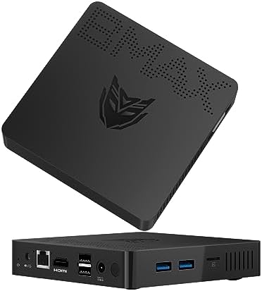 Bmax Mini PC B1 Pro 8GB LPDDR4/128GB eMMC Celeron N4000 (Up to 2.6 GHz) Support 512GB/2TB M.2 SSD Expansion, 2.4G/5G Dual WiFi BT4.2 Micro Computer HDMI+VGA Port 4K HD Dual Display