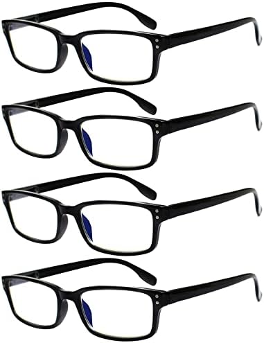 Kerecsen 4 Pack Reading Glasses for Women/Men Spring Hinges Readers Glasses Lightweight Eyeglasses (4 Pack Black, 2.50)