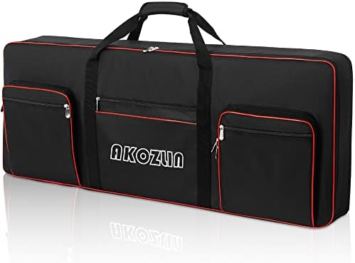 AKOZLIN 31"x10"x4" Electric Piano Keyboard 49 Key Keyboard Case Gig Bag with Adjustable Straps and 5-Pocket for Keyboard Accessaries