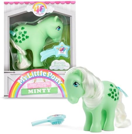 My Little Pony, 40th Anniversary 4-Inch Minty, Original 1983 Collection, Long, Brushable Mane and Tail, Action Figure, Great for Kids, Toddlers, Girls, Ages 4+