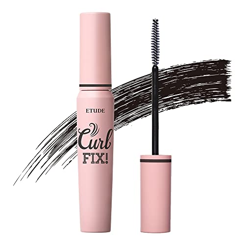 ETUDE Curl Fix Mascara #1 Black | A curl fix mascara that keeps fine eyelashes powerfully curled up for 24 hours by ETUDE's own Curl 24H Technology, Korean Makeup, Kbeauty, Perfect for Gift