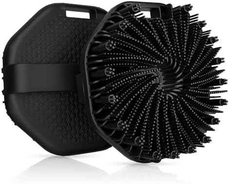 Silicone Body Scrubber 2 Counts, Exfoliating Body Wash Scrubbers Exfoliator, Shower Body Brush for Effective Showering Exfoliation and Gentle Massage (Black+Black)