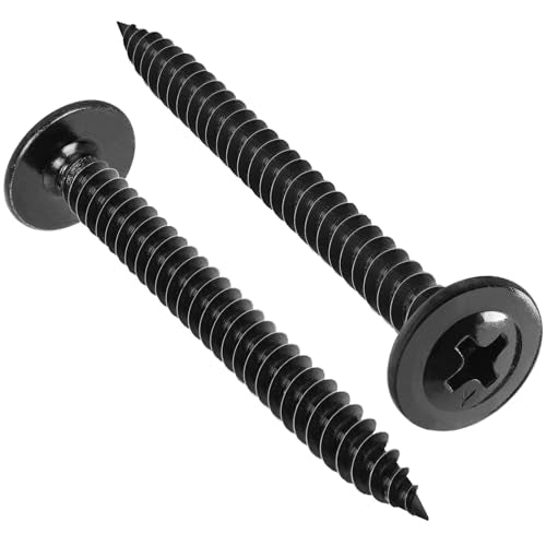 100Pcs #8 x 2 Inch Wood Screws Phillips Modified Truss Head Stainless Steel 410 Quick Metal Self Tapping Screws,Black Zinc Plated