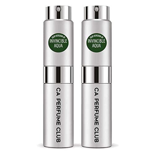 CA Perfume Impression of Paco R. Invincible Aqua For Men Replica Version Fragrance Dupes Concentrated Long Lasting Eau de Parfum Spray Refillable Atomizer Bottle 0.27 Fl Oz-X2