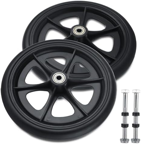2 Pcs Walker Wheels Replacement 8 Inch Solid Wheelchair Front Wheels, Anti-Slip Rollator Replacement Wheels for Wheelchairs, Rollators, Walkers