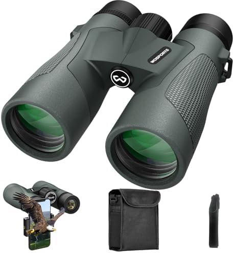 WOSPORTS 10x42 Binoculars for Adults, IP67 Waterproof Binoculars with Clear Low Light Vision, Compact Binoculars for Bird Watching Hunting Cruise Travel