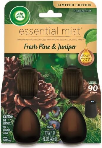 Air Wick Essential Mist – Twin Refill Fresh Pine & Juniper, 0.67 Fl Oz, 2 Count (Pack of 1)