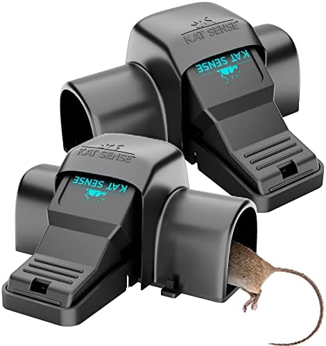 Kat Sense Covered Rat & Chipmunk Traps, Prevents Accidental Triggering with Tunneled Design, Quick Humane Kill, Indoor 'N Outdoor Mouse Snap Traps