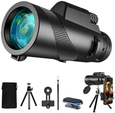 80X100 Monocular Telescope High Power with Smartphone Holder & Tripod, High Definition Larger Vision Monocular for Adults for Bird Watching Hiking Camping