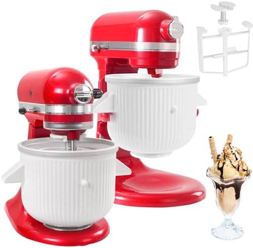 Ice Cream Maker Machines for Kitchenaid Stand Mixer,Compatible with Kitchen aid 4.5 QT and Larger Mixer,2-Quart Frozen Yogurt & Sorbet Gelato Maker,Dishwasher safe
