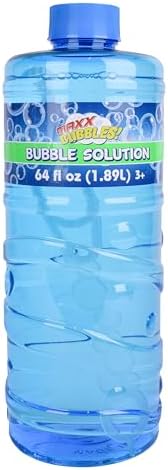 Sunny Days Entertainment Bubble Solution Refill with Wand 64oz Non Toxic (1/2 Gallon), Kids Easy Grip Bottle Refill for Bubble Machine, Bubble Wands, Bubble Toys