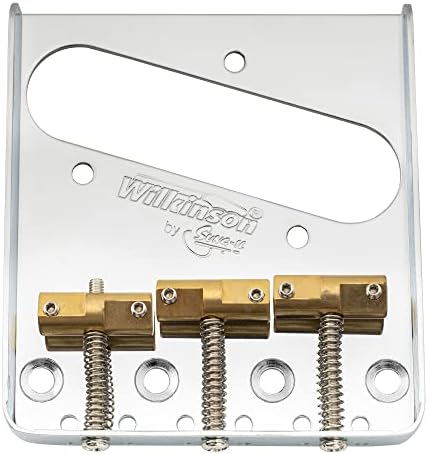 Wilkinson WTB Brass Compensated 3-Saddle Guitar Telecaster Bridge Assembly for Fender Tele Style Electric Guitar Replacement Parts, Chrome