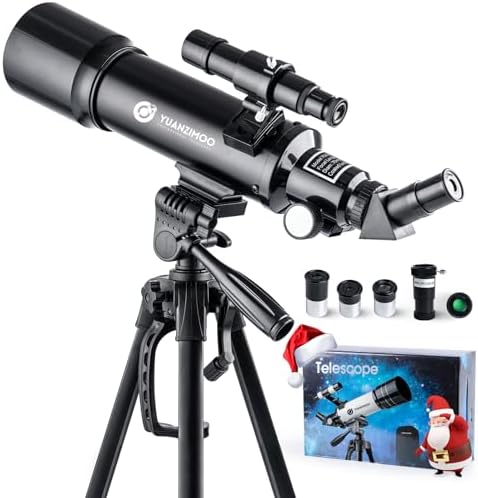 Telescope 70 mm Aperture 400 mm Refractor Astronomical Portable Telescope for Kids Adults Beginners with Tripod Phone Adaptere Carrying Bag Black