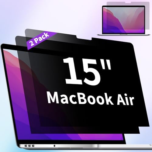 2 Pack Privacy Screen Compatible with MacBook Air 15 Inch Screen Protector (2023-2024, M2 M3 Chip - Model A2941 A3114), Anti Blue Light Glare & Anti Scratch Computer Privacy Shield for Mac Air 15.3"