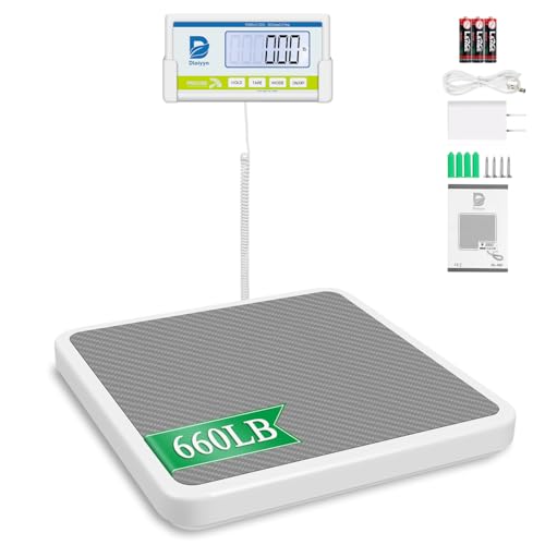 Medical Scale for Body Weight with Digital Display, 660 lb Limit, High Accuracy Medical Grade Floor Scale, Heavy Duty, kg/oz/lb Settings, AC Adapter & Battery Included, Portable Home & Physician Scale