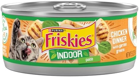 Purina Friskies Indoor Cat Food Pate Chicken Dinner With Garden Greens - (Pack of 24) 5.5 oz. Cans