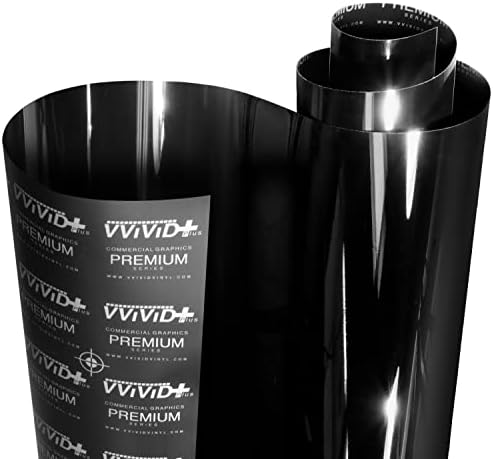 VViViD+ Ultra Gloss Premium Vinyl Car Wrap Film (1ft x 5ft, Gloss Piano Black)