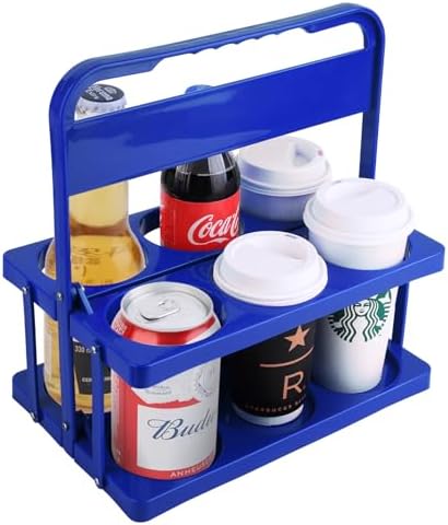 Reusable Drink Carrier with Handle for Doordash, Eats, Grubhub, Portable Cup/Coffee Holder Accessories for Delivery, Foldable Drinks Caddy with Tray, Car Durable Plastic Festive Bottle, Vacation