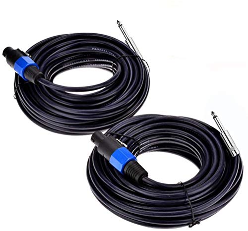 2Pack 200 ft Speakon to 1/4" Male Speaker Cables, Professional 12 Gauge AWG Wire Audio Amplifier Connection Cord, DJ/PA Speaker Cable Wire with Twist Lock.