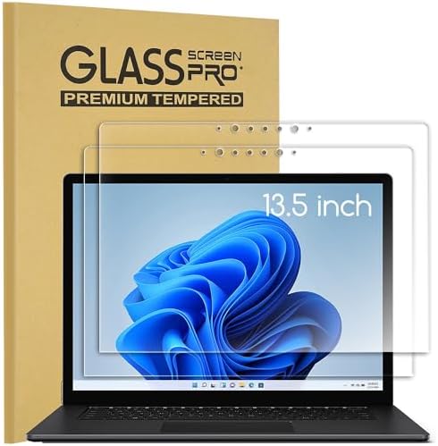 2 Pack Tempered Glass Screen Protector Compatible with 2024 Microsoft Surface Laptop 6 13.5" / Surface Laptop 5/4/3 (13.5 inch ), Ultra Clear & 9H Hardness & Scratch Resistant & Easy Installation