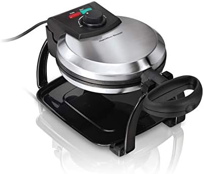 Hamilton Beach Flip Belgian Waffle Maker with Browning Control, Non-Stick Grids, Indicator Lights, Lid Lock and Drip Tray, Stainless Steel (26010R)