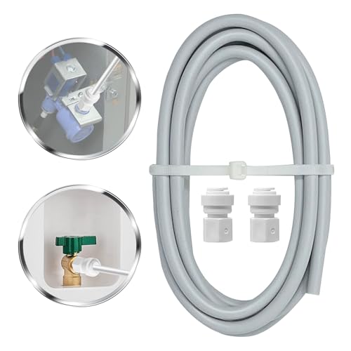 6' Feet x 1/4" OD PEX Water Line for Refrigerator Ice Maker Kit with 1/4" Quick Connect Female Adapters. Connect from Shut-Off Valve to Refrigerator. Requires No Tools.