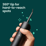 quip Cordless Water Flosser - Rechargeable Water Flosser for Teeth & Gums - 2 Modes, Custom Jet Flow - Oral Irrigator with 360 Degree Rotating Tip - Portable Water Dental Cleaner - All Black Metal