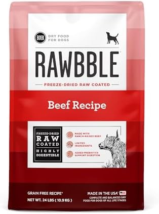 BIXBI Rawbble Dry Dog Food, Beef, 24 lbs - USA Made with No Meat Meals or Fillers - Freeze Dried Raw Coated Dog Food - Industry Leading Digestibility