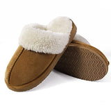 Litfun Women's Fuzzy Memory Foam Slippers Fluffy Winter House Shoes Indoor and Outdoor, Chestnut 7-7.5