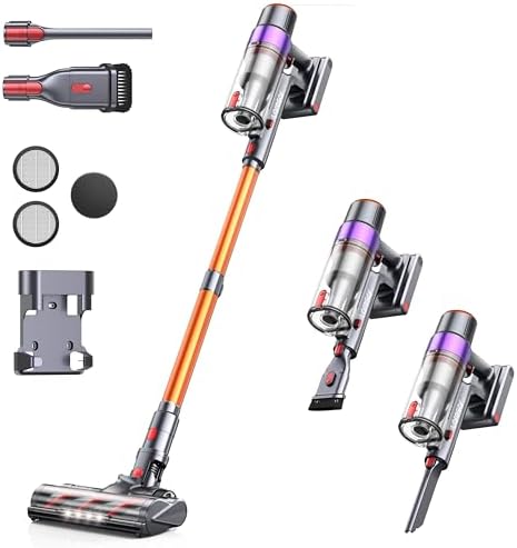 Cordless Vacuum Cleaner, 450W/38Kpa Vacuum Cleaners for Home with LED Screen, Up to 55 Mins Runtime, 1.5L Dust Cup, Anti-Tangle Stick Vacuum for Pet Hair Carpet & Hardfloor