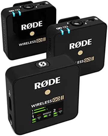 RØDE Wireless Go II Dual Channel Wireless System with Built-in Microphones with Analogue and Digital USB Outputs, Compatible with Cameras, Windows and MacOS computers, iOS and Android phones