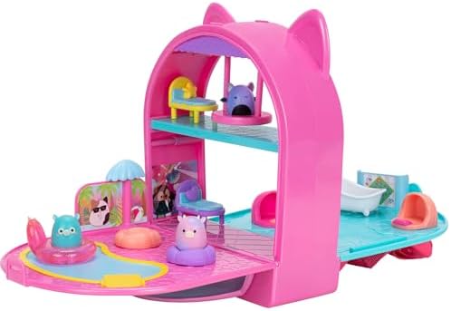 Squish-a-longs Party Pack On-The-Go Playset - Series 1 - Three 1” Mini-Squish with 9 Furnishings - Collect, Trade, & Play