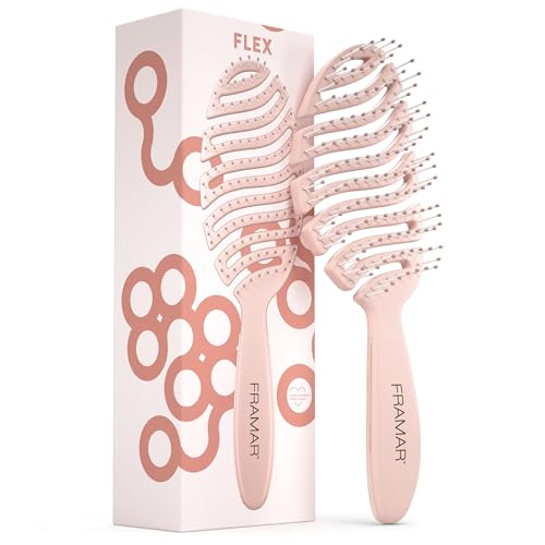 FRAMAR Vented Hair Brush For Thick Hair,Wet Hair Brushes For Women, Flex Wet Hair Brush Detangler, Hairbrush For Women, Hair Brush For Blow Drying