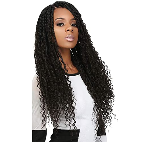 8 Packs Crochet Box Braids- Boho Box Braids Crochet Braids Hair Bohomian Box Braid Crochet Hair Synthetic Braiding Hair 24 Inch Goddess Box Braids Crochet Hair for Black Women (24(8Packs), 1B)