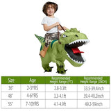 One Casa Inflatable Dinosaur Costume Riding T Rex Air Blow up Funny Fancy Dress Party Halloween Costume for Kids 4-6 Yrs