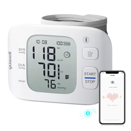 yuwell Smart Wrist Blood Pressure Monitor with Bluetooth | Medical Grade, BP Machine for Home Use | Ultra Light Weight, Smart Inflation Cuff, Large Display, Rechargeable Battery, App for iOS & Android